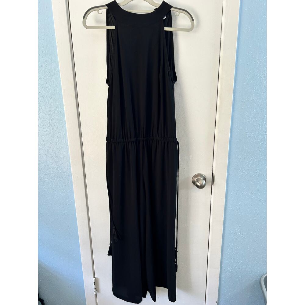 Uncle Frank Jumpsuit Medium Black Halter Style Wide Leg Cropped Country Club